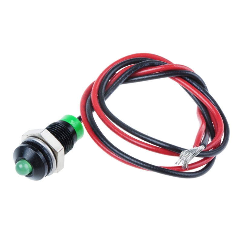 1 pcs - RS PRO Green Panel Mount Indicator, 2V dc, 6mm Mounting Hole Size, Lead Wires Termination, IP67
