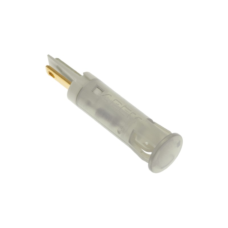 1 pcs - Apem White Panel Mount Indicator, 220V ac, 8mm Mounting Hole Size, Faston, Solder Lug Termination