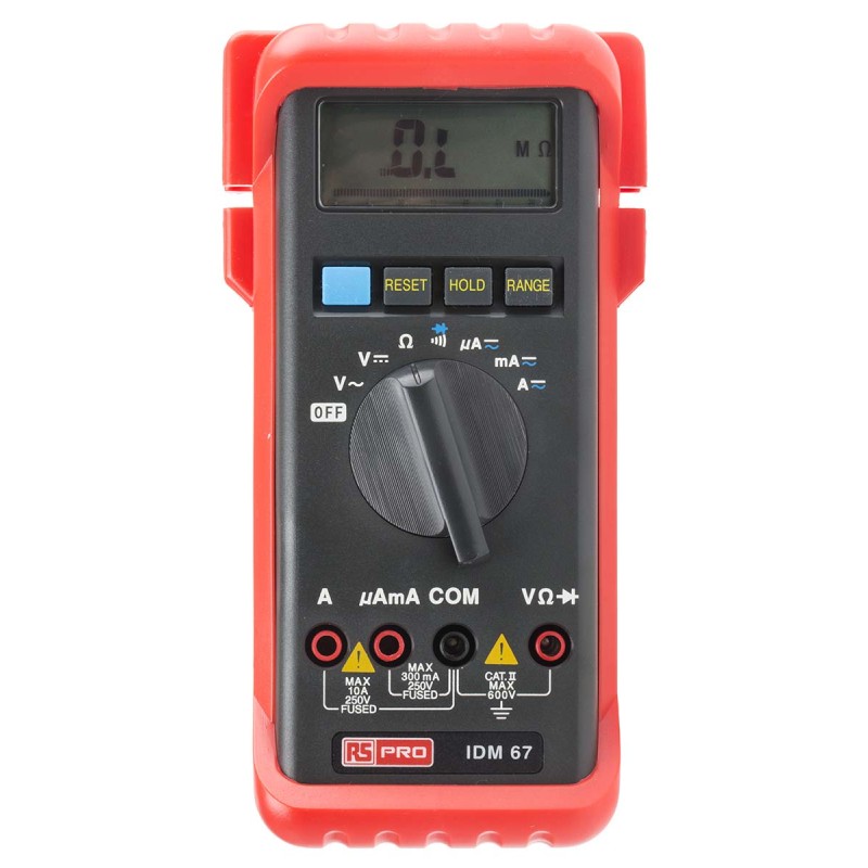 1 pcs - RS PRO IDM67 Handheld Digital Multimeter, 10A ac Max, 10A dc Max, 600V ac Max - UKAS Calibrated