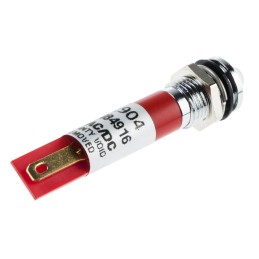 1 pcs - RS PRO Red Panel Mount Indicator, 12V, 8mm Mounting Hole Size, Solder Tab Termination, IP67