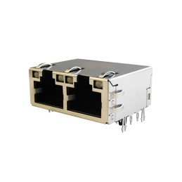 1 pcs : SS-74810-004 - CONN MOD JACK 2PORT W/LED