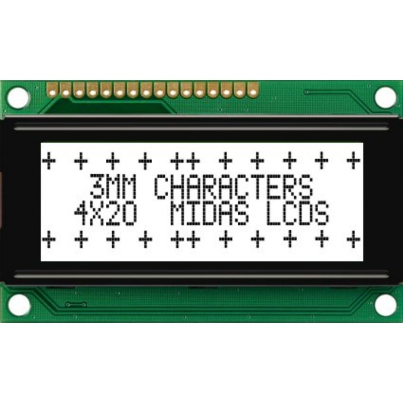1 pcs - Midas MC42004A6WK-FPTLW-V2 Alphanumeric LCD Alphanumeric Display, 4 Rows by 20 Characters