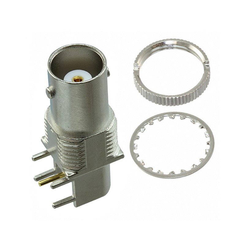 1 pcs : BNC5-J-P-GN-RA-BH2D - CONN BNC JACK R/A 50 OHM PCB