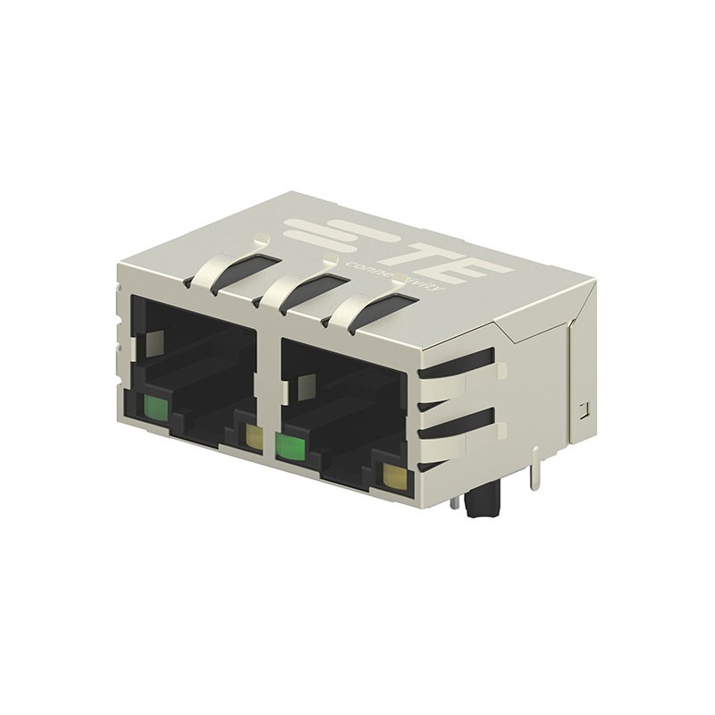 1 pcs : 2301996-8 - CONN JACK 2PORT 1000 BASE-T PCB