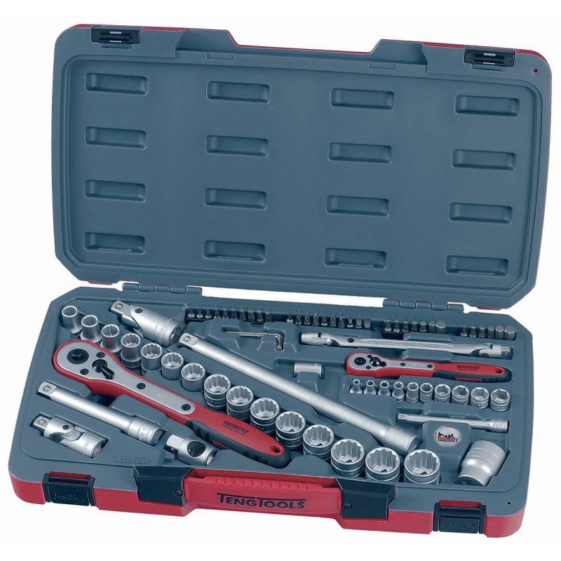 1 pcs - Teng Tools 72-Piece Metric 1/4 in Standard Socket/Allen Key/Bit Set with Ratchet, 6 point, 12 point, Hex Bit, Phillips
