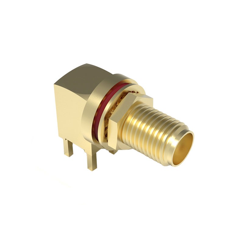 1 pcs : RFPC-SMA14-FN-A - SMA PCB MOUNT RIGHT ANGLE BULKHE