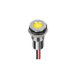 1 pcs - RS PRO Yellow Panel Mount Indicator, 1,8 - 3,3V dc, 8mm Mounting Hole Size, Lead Wires Termination, IP67