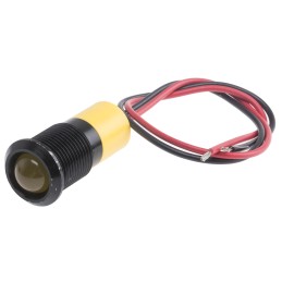 1 pcs - RS PRO Yellow Panel Mount Indicator, 24V dc, 14mm Mounting Hole Size, Lead Wires Termination, IP67