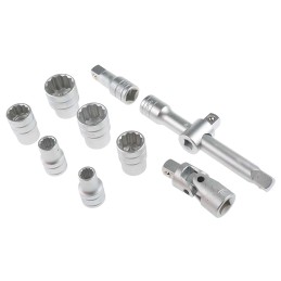 1 pcs - Teng Tools 18-Piece Metric 1/2 in Standard Socket Set with Ratchet, 12 point