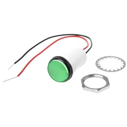1 pcs - Dialight Green Panel Mount Indicator, 24V dc, 17.5mm Mounting Hole Size, Lead Wires Termination