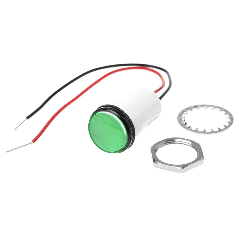 1 pcs - Dialight Green Panel Mount Indicator, 24V dc, 17.5mm Mounting Hole Size, Lead Wires Termination