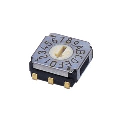 500 pcs - NIDEC COPAL ELECTRONICS GMBH SA-7000, 16 Position, Hexadecimal Rotary Switch, 100 mA, J-Hook
