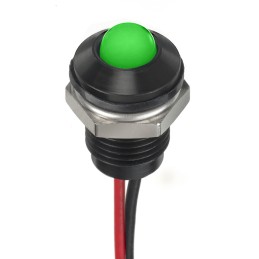 1 pcs - RS PRO Green Panel Mount Indicator, 12V dc, 8mm Mounting Hole Size, Lead Wires Termination, IP67