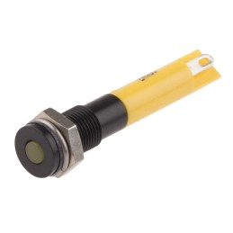 1 pcs - RS PRO Yellow Panel Mount Indicator, 24V dc, 6mm Mounting Hole Size, Solder Tab Termination, IP67