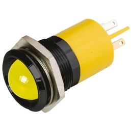 1 pcs - RS PRO Yellow Panel Mount Indicator, 24V dc, 22mm Mounting Hole Size, Solder Tab Termination
