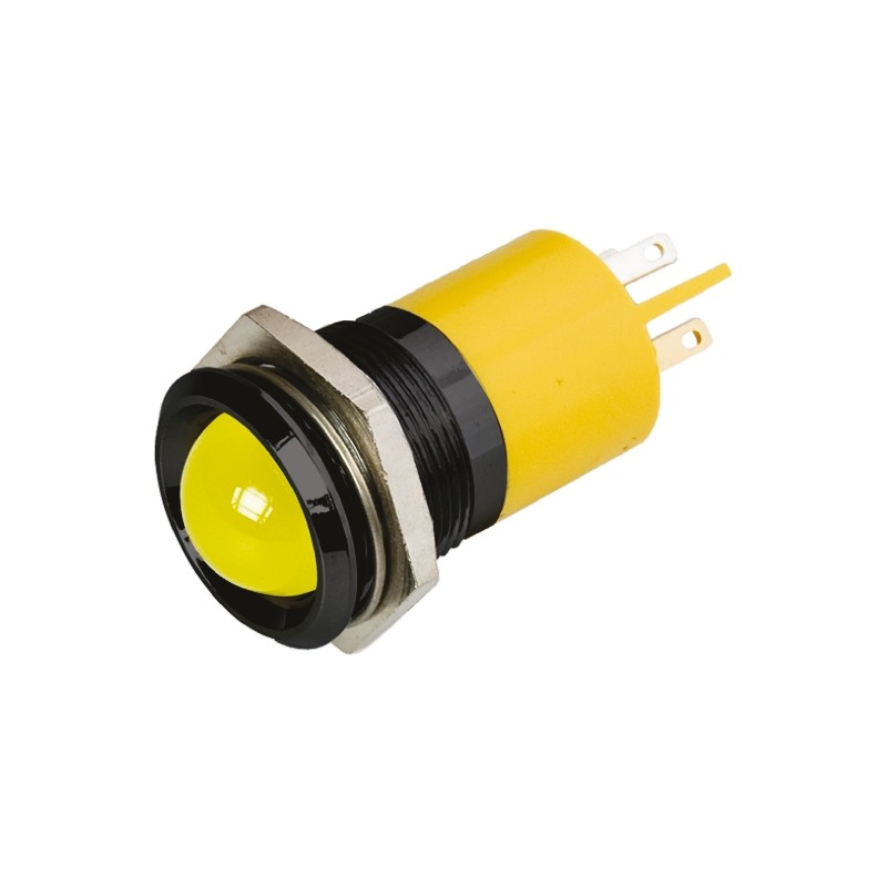 1 pcs - RS PRO Yellow Panel Mount Indicator, 24V dc, 22mm Mounting Hole Size, Solder Tab Termination