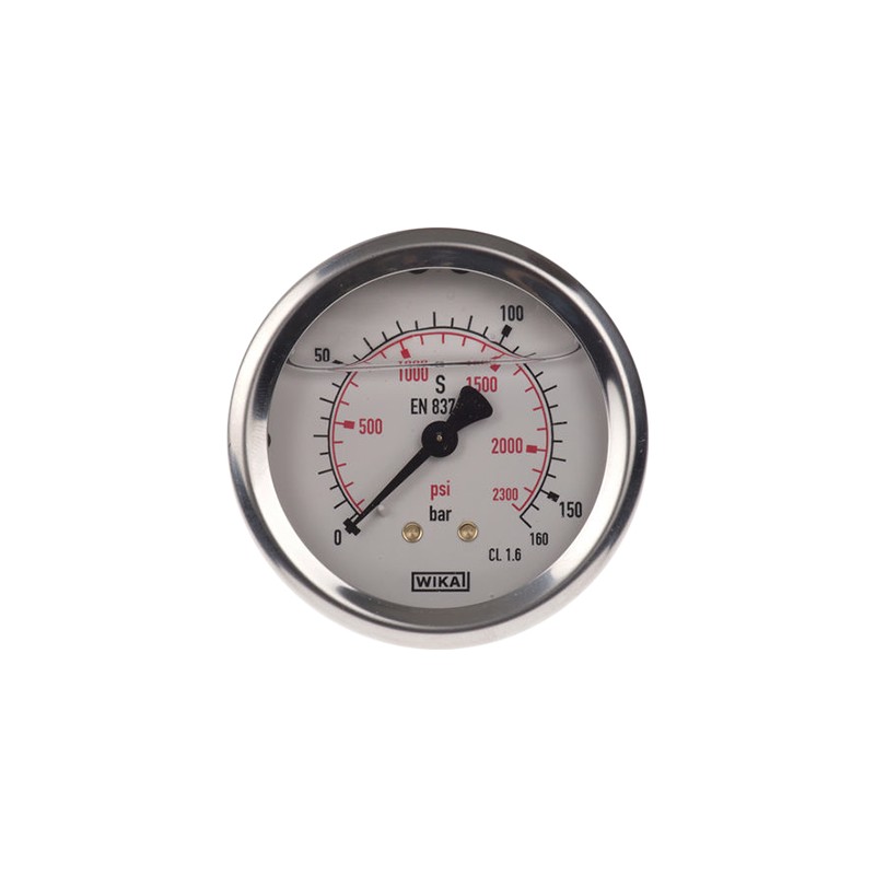1 pcs - WIKA G 1/4 Analogue Pressure Gauge 160bar Back Entry, 9314200, UKAS, 0bar min.