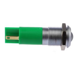 1 pcs - RS PRO Green Panel Mount Indicator, 14mm Mounting Hole Size, Solder Tab Termination, IP67