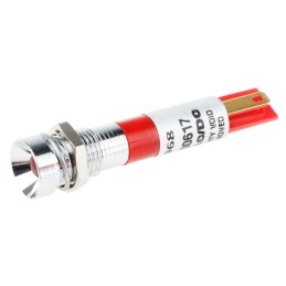 1 pcs - RS PRO Red Panel Mount Indicator, 24V ac, 8mm Mounting Hole Size, Solder Tab Termination