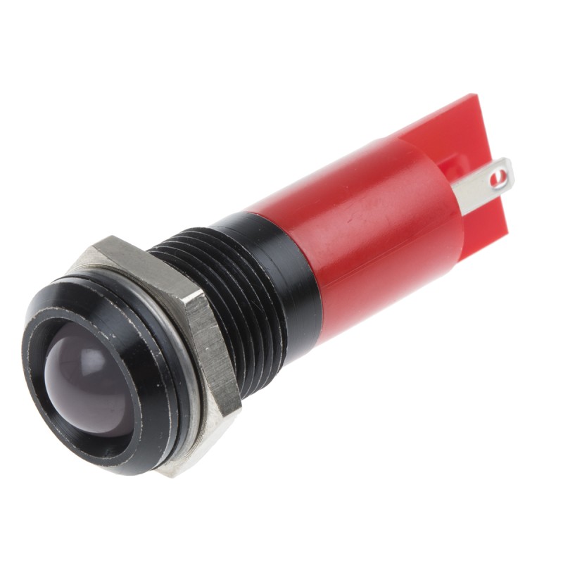 1 pcs - RS PRO Red Panel Mount Indicator, 14mm Mounting Hole Size, Solder Tab Termination, IP67