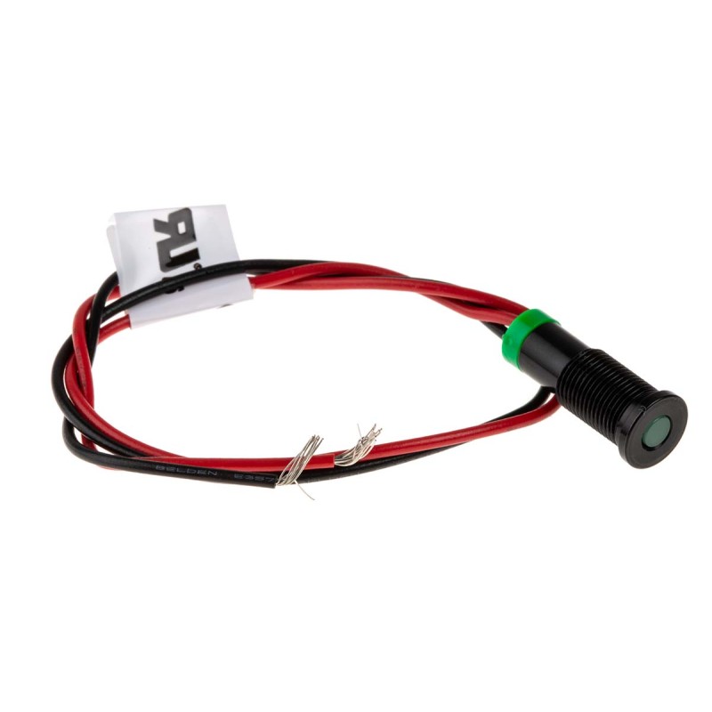 1 pcs - RS PRO Green Panel Mount Indicator, 2V dc, 6mm Mounting Hole Size, Lead Wires Termination, IP67
