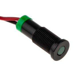 1 pcs - RS PRO Green Panel Mount Indicator, 2V dc, 6mm Mounting Hole Size, Lead Wires Termination, IP67