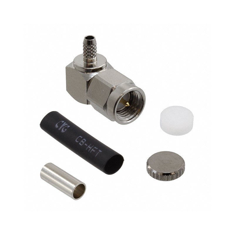 1 pcs : CONSMA012 - CONN SMA PLUG R/A 50 OHM SOLDER