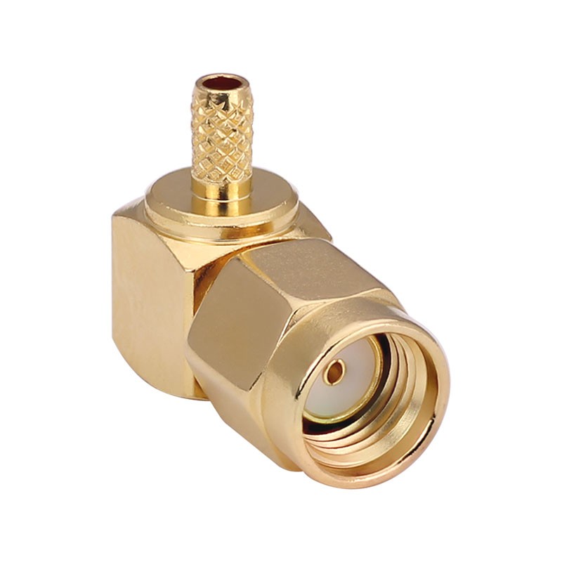 1 pcs : CONREVSMA012-G - CONN RPSMA PLUG R/A 50OHM SOLDER