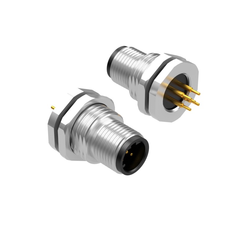 1 pcs : 54-00383 - M12 D-CODE 5POS PLUG PANEL MOUNT