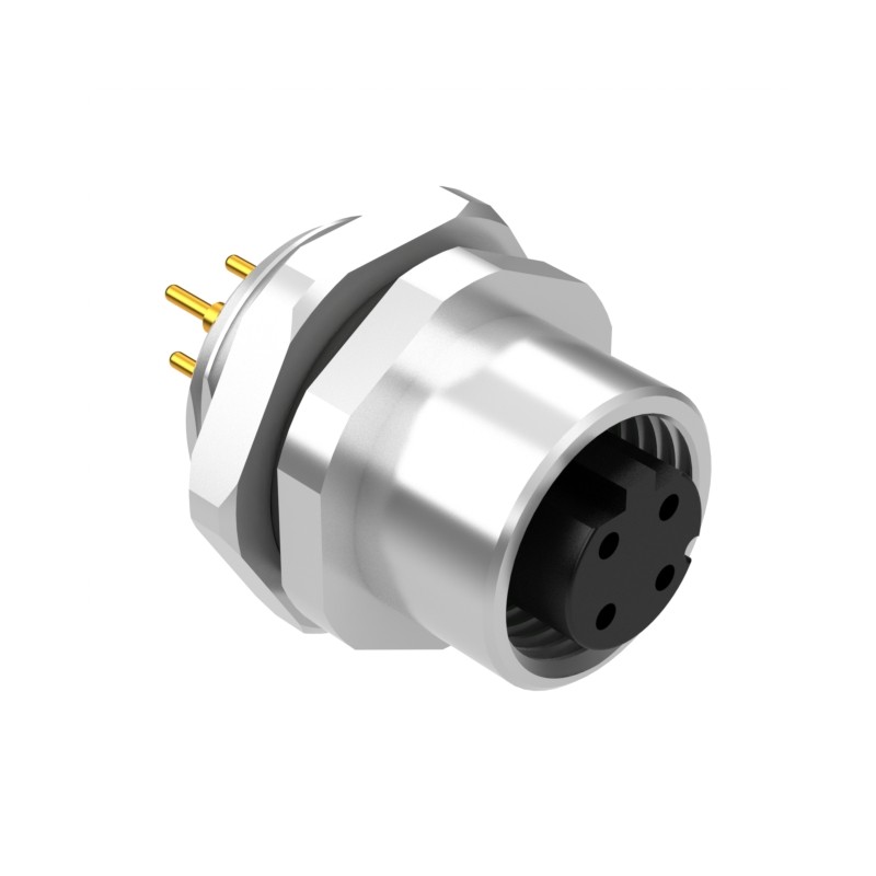 1 pcs : 54-00371 - M12 D-CODE 4POS RCPT PANEL MOUNT