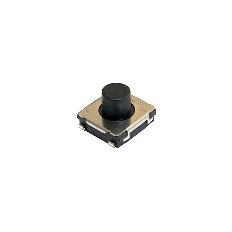 10 pcs - Black Push Plate Tactile Switch, SPST 20 mA 2.5mm Surface Mount