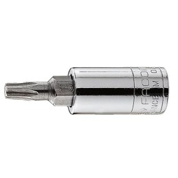 1 pcs - Facom 1/4 in Drive Bit Socket, Torx Bit, T25, 38 mm Overall Length