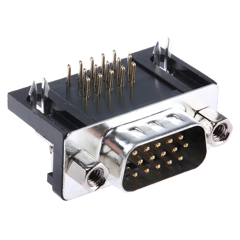 10 pcs - ASSMANN WSW A-HDS 15 Way Right Angle Through Hole D-sub Connector Plug, 2.29mm Pitch