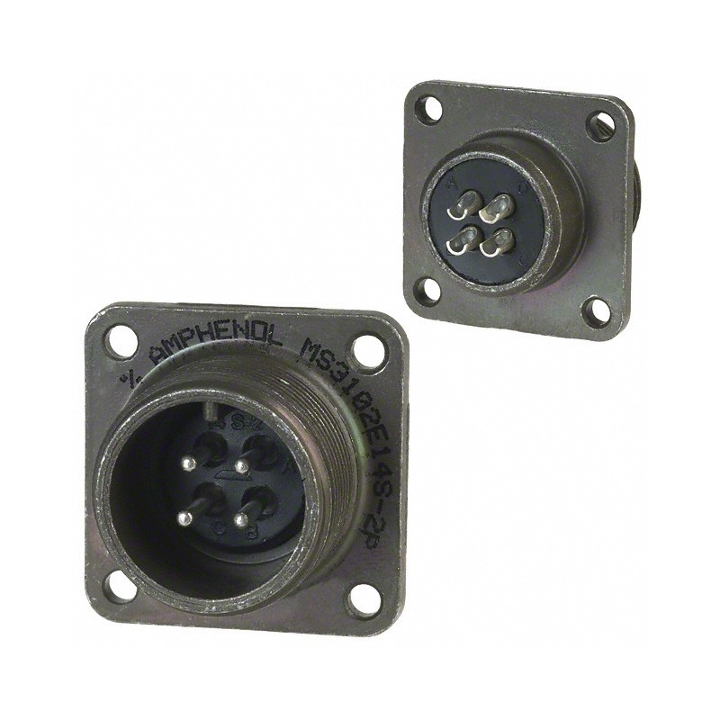 1 pcs : MS3102E14S-2P - CONN RCPT MALE 4P SILV SLDR CUP