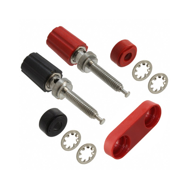 1 pcs : 4243-2 - CONN BIND POST DL KNURL BLK/RED