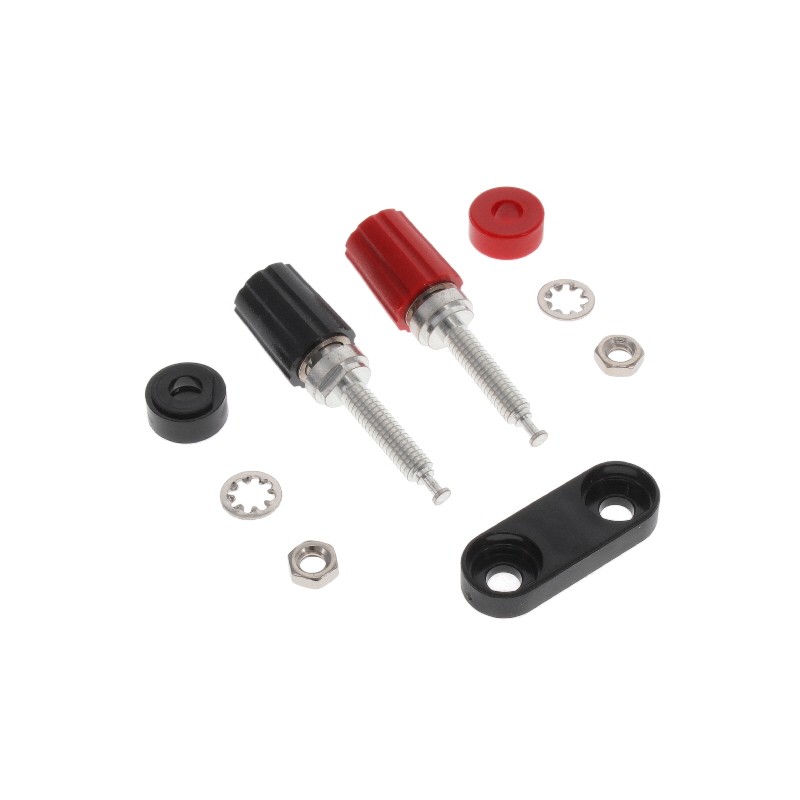 1 pcs : 4243-0 - CONN BIND POST DL KNURL BLK/RED