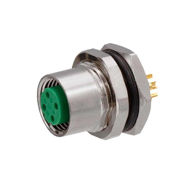 1 pcs : SS-12300-001 - M12 D-CODE PANEL MOUNT FEMALE TO