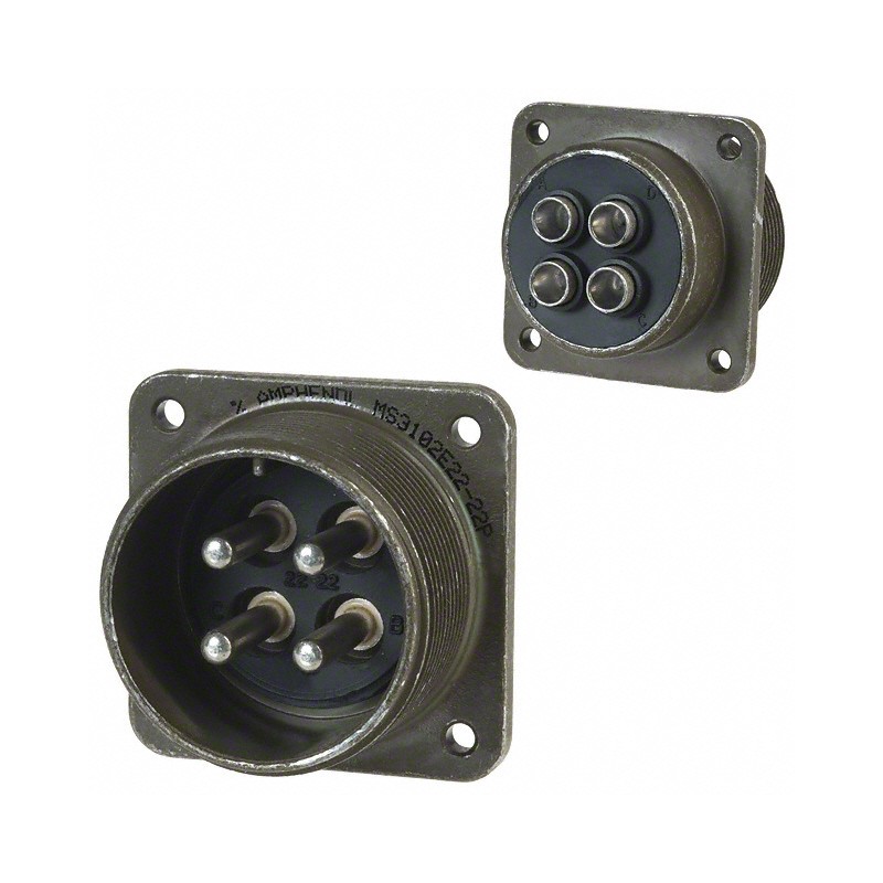 1 pcs : MS3102E22-22P - CONN RCPT MALE 4P SILV SLDR CUP