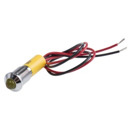 1 pcs - RS PRO Yellow Panel Mount Indicator, 12V dc, 8mm Mounting Hole Size, Lead Wires Termination, IP67
