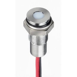 1 pcs - RS PRO White Panel Mount Indicator, 10.8 - 13.2V dc, 6mm Mounting Hole Size, Lead Wires Termination, IP67