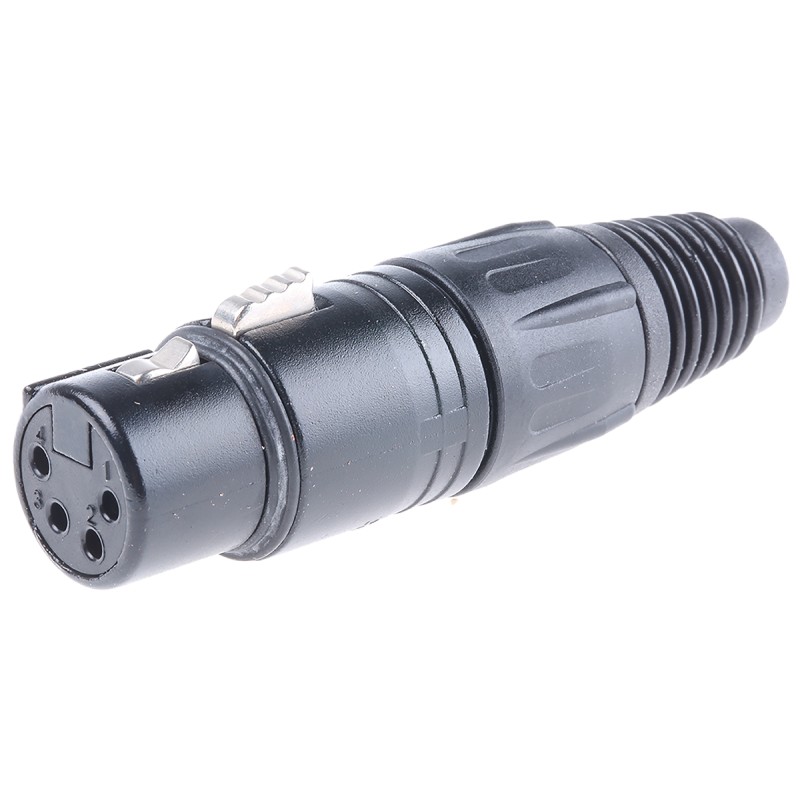 1 pcs - Neutrik Cable Mount XLR Connector, Female, 50 V, 4 Way, Silver over Nickel Plating