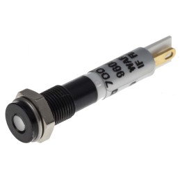 1 pcs - RS PRO White Panel Mount Indicator, 12V dc, 6mm Mounting Hole Size, Solder Tab Termination, IP67