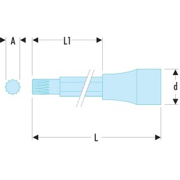 1 pcs - Facom 1/2 in Drive Bit Socket, XZN Spline Bit, M10, 100 mm Overall Length
