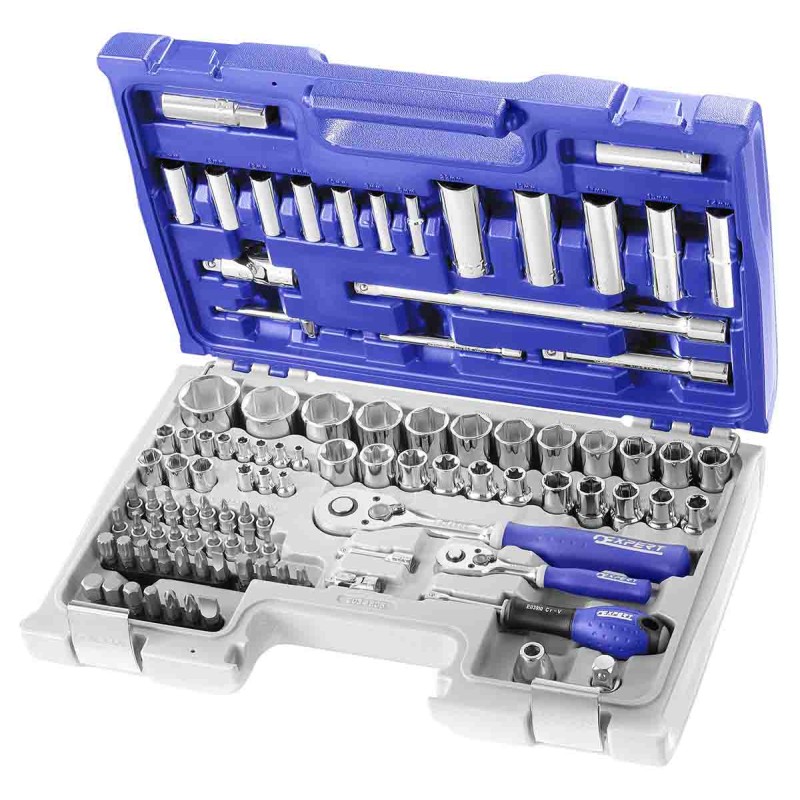 1 pcs - Expert by Facom 98-Piece Metric 1/2 in, 1/4 in Deep Socket/Standard Socket/Bit Set with Ratchet, 6 point, e-Torx, Hex