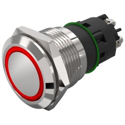 1 pcs - EAO 82 Series Illuminated Illuminated Push Button Switch, Momentary, Panel Mount, 19mm Cutout, SPDT, Red LED, 240V,