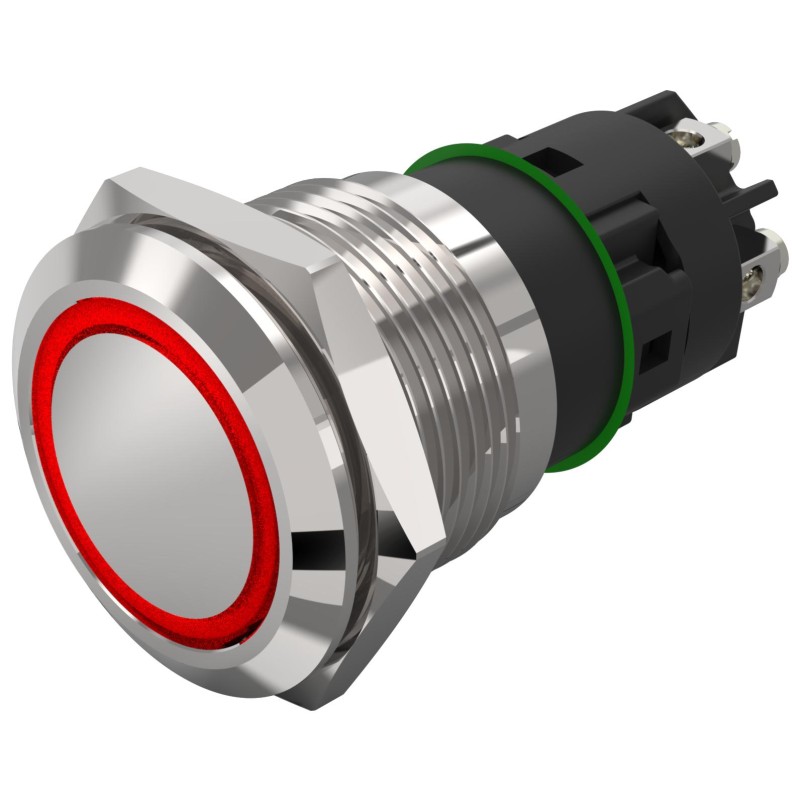 1 pcs - EAO 82 Series Illuminated Illuminated Push Button Switch, Momentary, Panel Mount, 19mm Cutout, SPDT, Red LED, 240V,