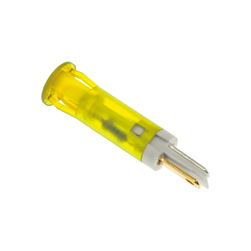 1 pcs - Apem Yellow Panel Mount Indicator, 110V ac, 8mm Mounting Hole Size, Faston, Solder Lug Termination