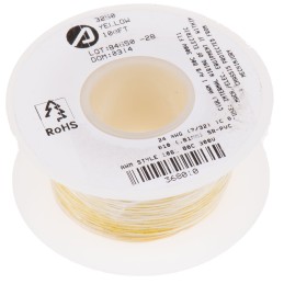 1 Reel of 30 M - Alpha Wire Yellow 0.2 mm² Hook Up Wire, 24 AWG, 7/0.20 mm, 30m, SR-PVC Insulation