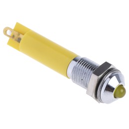 1 pcs - RS PRO Yellow Panel Mount Indicator, 24V dc, 6mm Mounting Hole Size, Solder Tab Termination