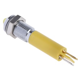 1 pcs - RS PRO Yellow Panel Mount Indicator, 24V dc, 6mm Mounting Hole Size, Solder Tab Termination